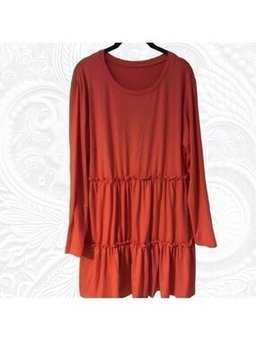Orange Long Sleeve Tiered Ruffle Dress NWOT XL